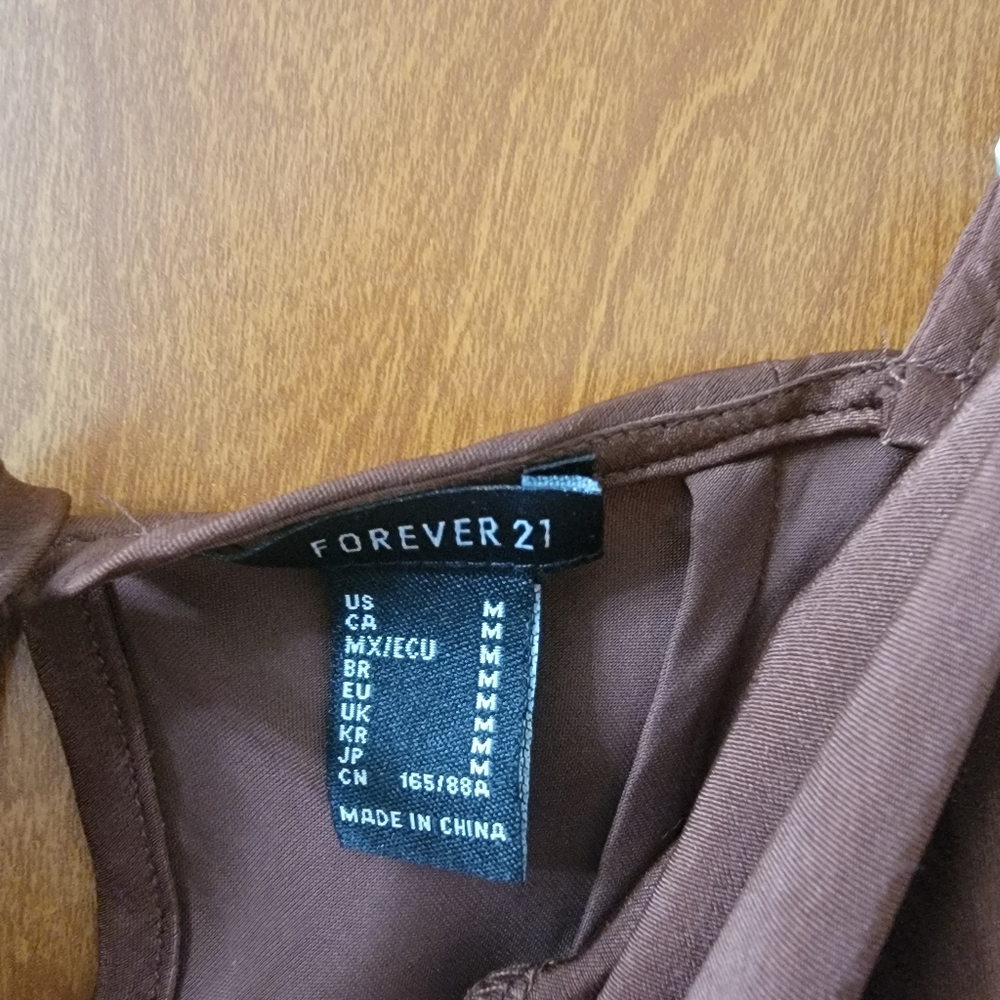 BOGO Forever 21 Brown Satin Cowl Neck Midi Dress Size Medium - Picture 6 of 11